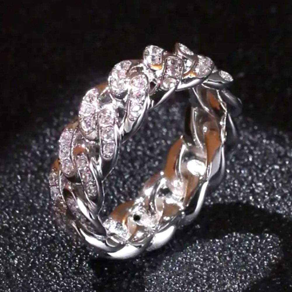 Elegant Mens Lab  Created Diamond chain ring